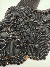 Victorian Mourning Belt Jet Glass Black Beaded Waist Belt