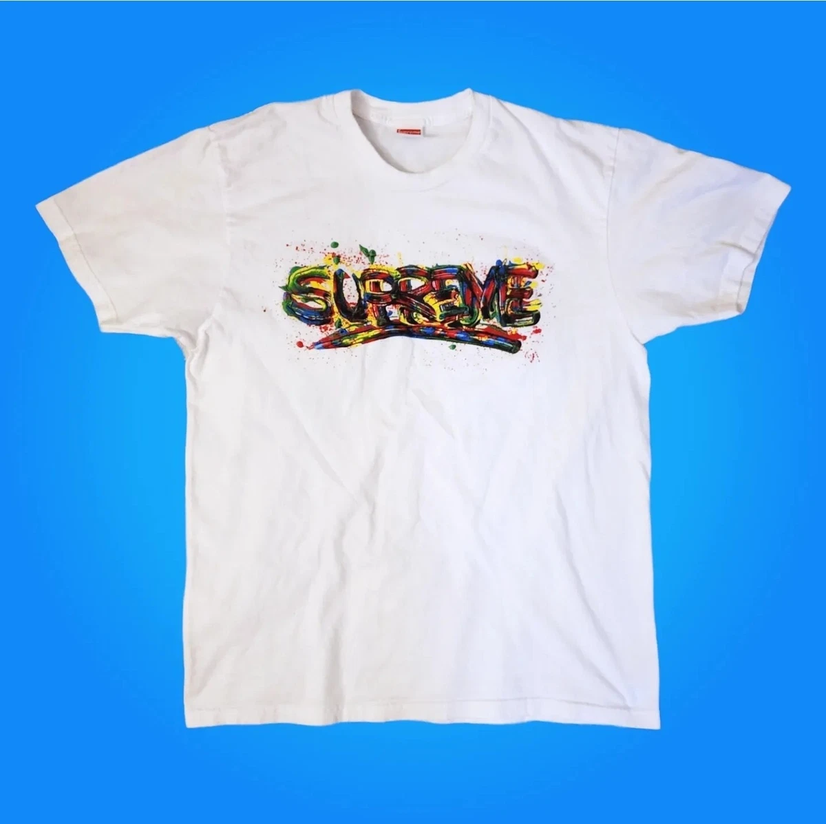 Supreme Paint Logo Tshirt Tee White Size Large T shirt