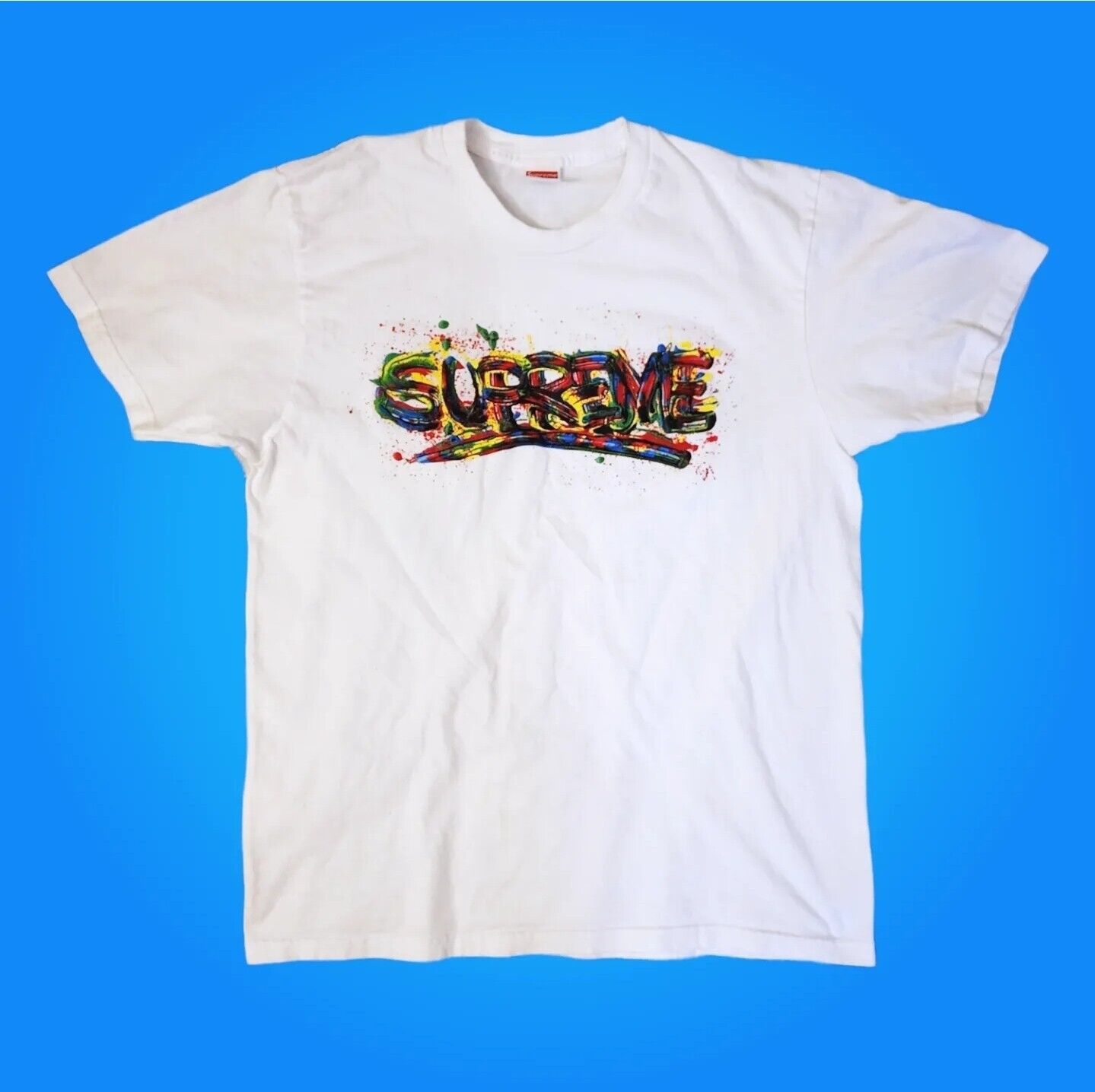 supreme paint logo tee white size M | www.carmenundmelanie.at