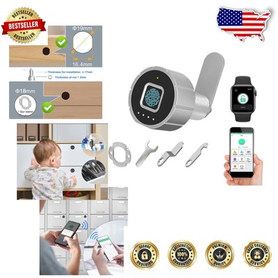 Sleek Silver Fingerprint Lock - Bluetooth Drawer Lock for Enhanced Home Security
