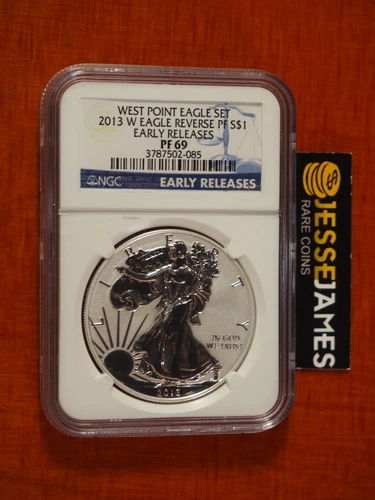 2013 W REVERSE PROOF SILVER EAGLE NGC PF69 EARLY RELEASES FROM WEST POINT SET