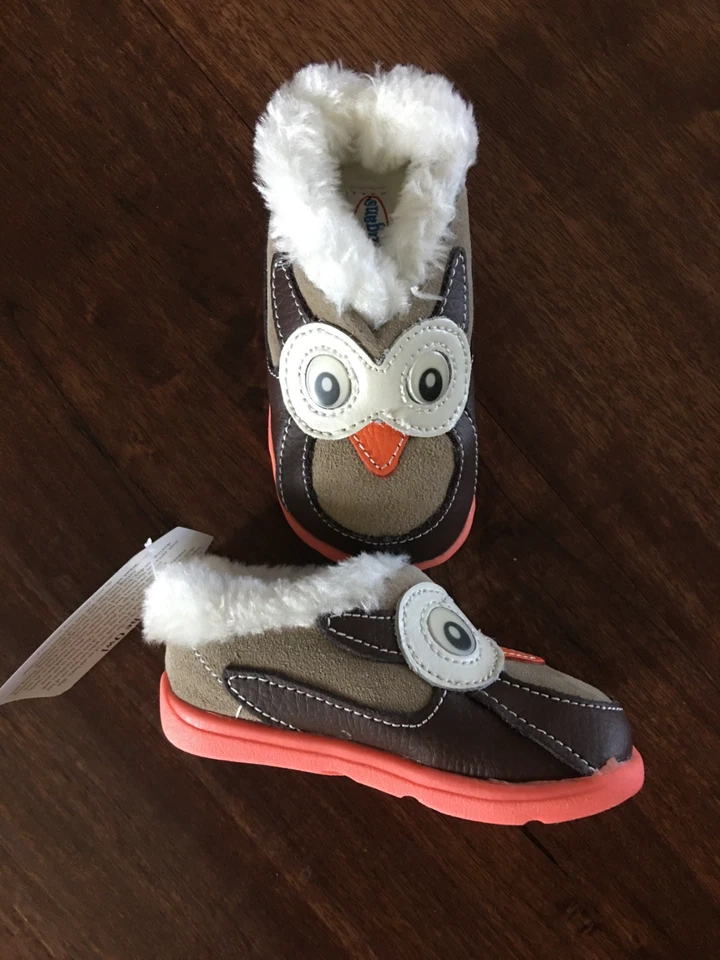 Zooligans Girls Olive 2227OLBN Brown Taupe Leather Owl Clog Shoes Pull On Size 5 - Image 2 of 4