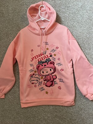 Women's Anime Fashion Kawaii Alt Grunge Pink Graphic Hoodie Size