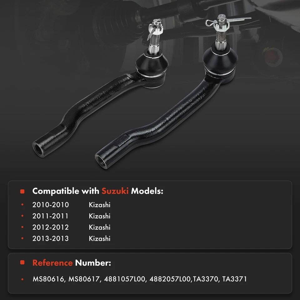 2 extremos de varilla de amarre exterior delanteros con rótula para Suzuki Kizashi 2010 2011 2012 2013 Foto 2 de 4