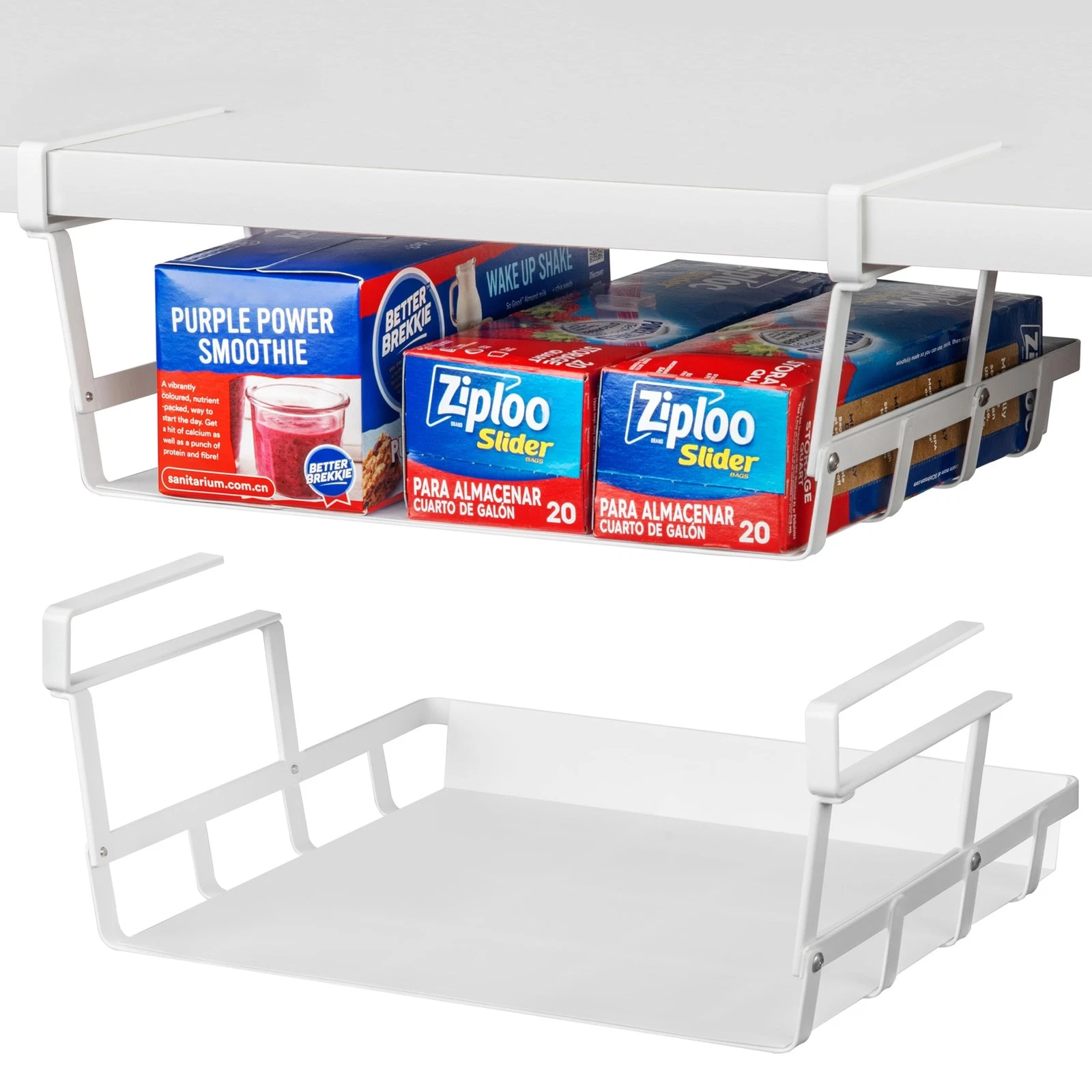 Under Shelf Basket, 2 Pack Under Cabinet Shelf Basket Organizer, Hanging Wire...
