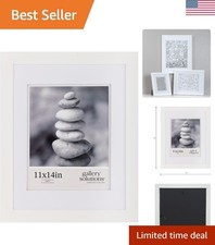 11"x14" Wall Mount/Tabletop Picture Frame - Double Mat - Matted to 8"x10" -Wh...