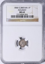 1866 NGC MS62 Great Britain 1P Maundy - One Pence
