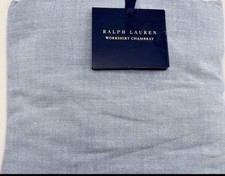 Ralph Lauren Workshirt Chambray King Flat Sheet Blue Luxury Bedding 114x108