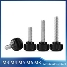 M3 M4 M5 M6 M8 Knurled Thumb Screw Black Plastic Round Head Hand Grip Knob Bolts