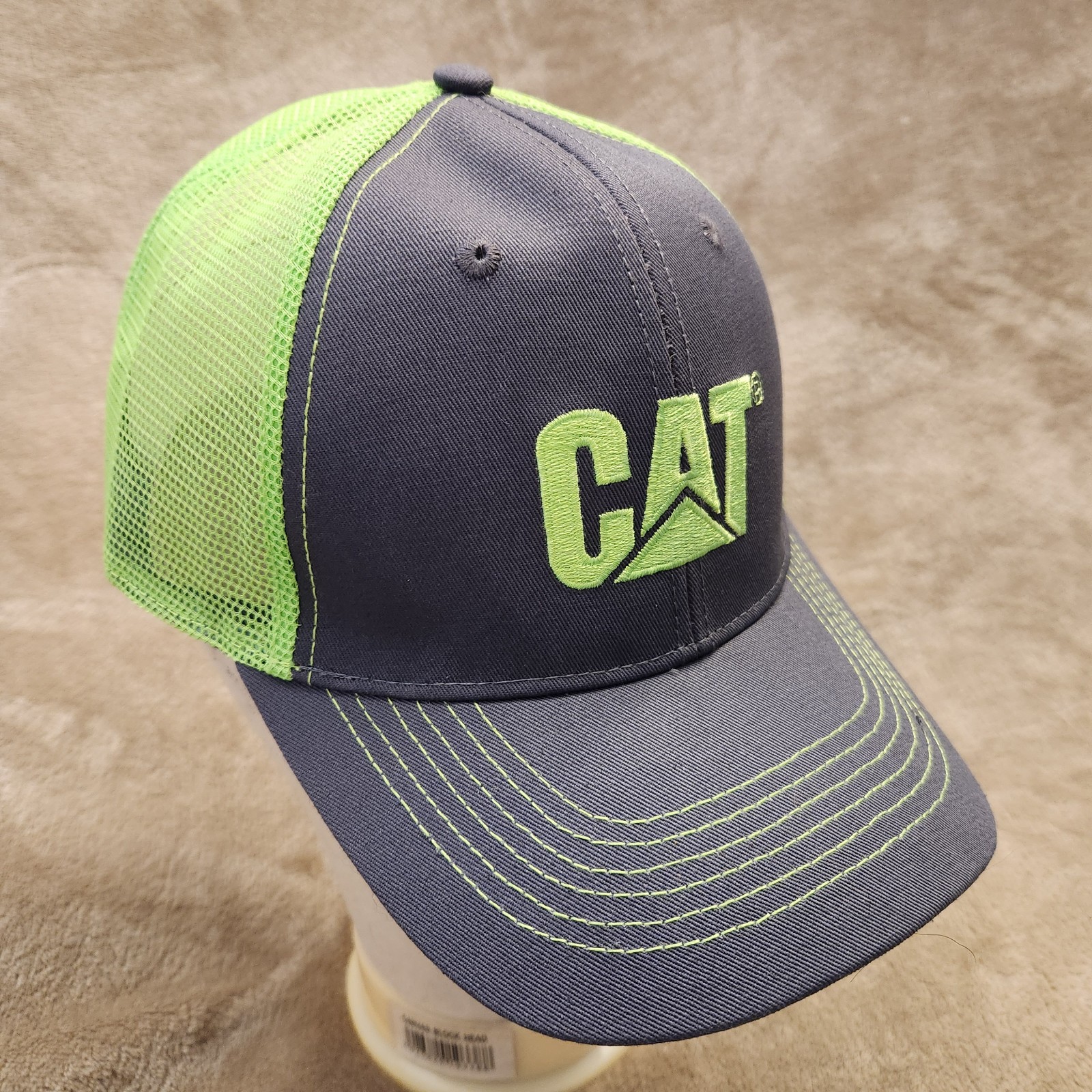 Caterpillar CAT Equipment Neon Green Grey Twill Cap HiVis Sa