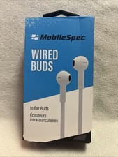 MobileSpec Stereo Buds with Mic MBS10242 Wired Ear Buds with White Cord