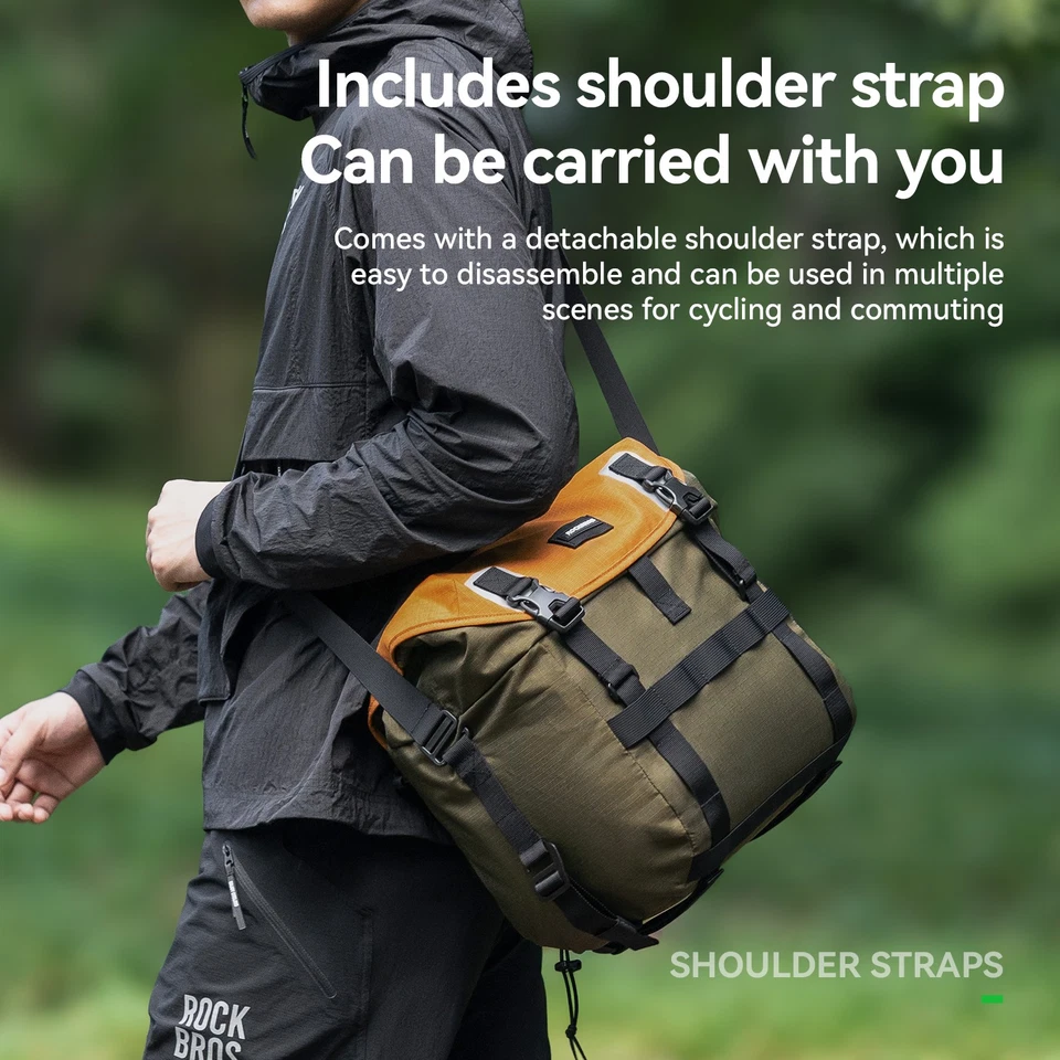 ROCKBROS Waterproof Bag Road/Gravel Bike Rack Bag Bicycle Front Bag 13.5/24L - Image 2 of 4