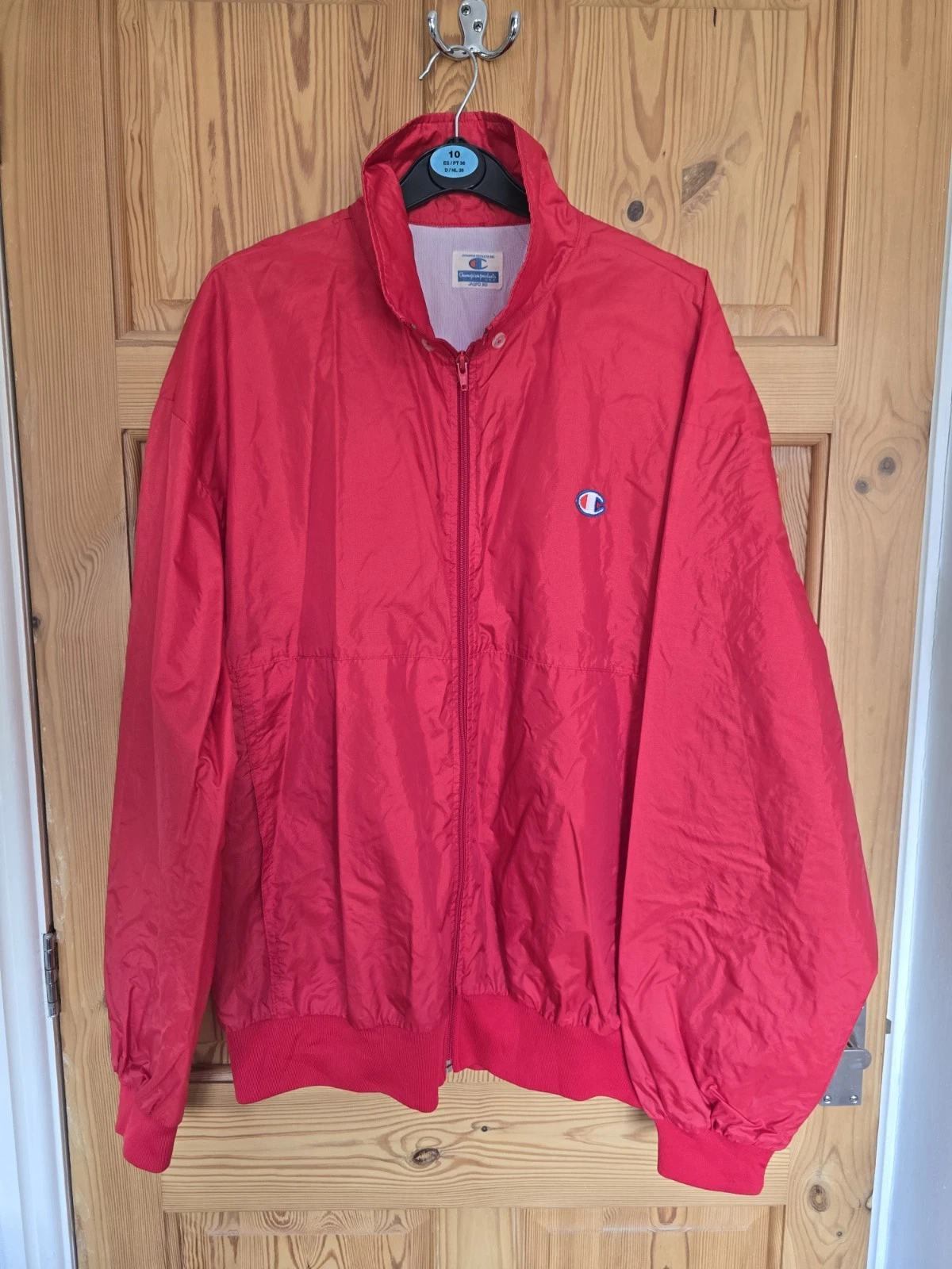 Mens Womens Vintage Red Champion Lightweight Jacket Windbreaker Shell Size S-M