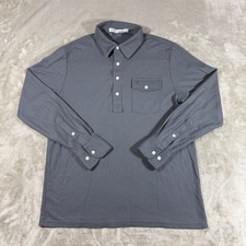 Criquet Shirt Mens Medium Gray Long Sleeve Polo Pima Cotton Golf Casual Sports