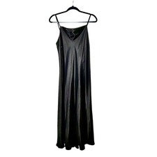 Oscar de la Renta Black Satin Cowl Neck Beaded Maxi Slip Dress XS Saks Fifth Ave