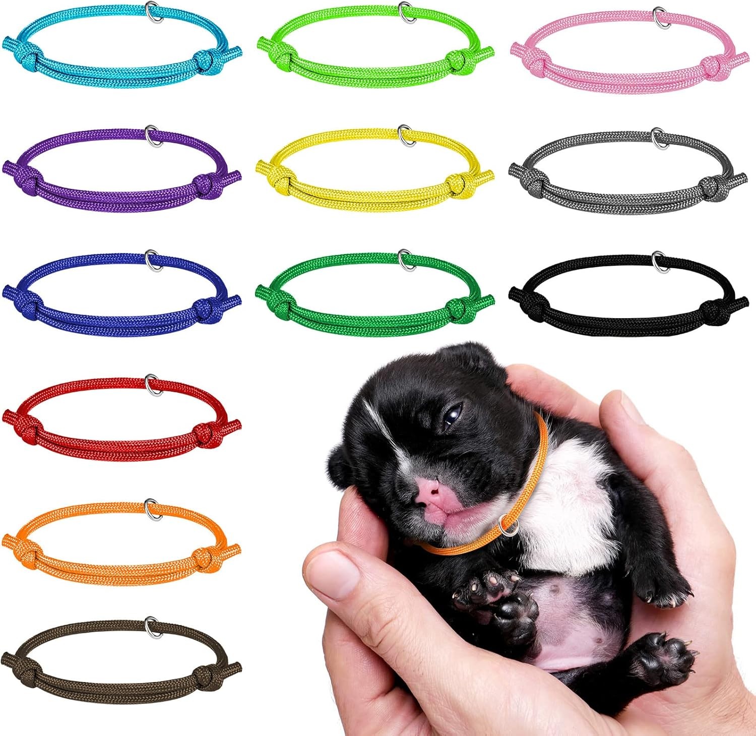 tonyg-p 12pcs Puppy ID Collars Whelping Collars Adjustable Puppy ID Bands Ident