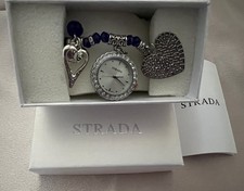 NIB! STRADA Ladies  Watch w/Crystals & Heart ...