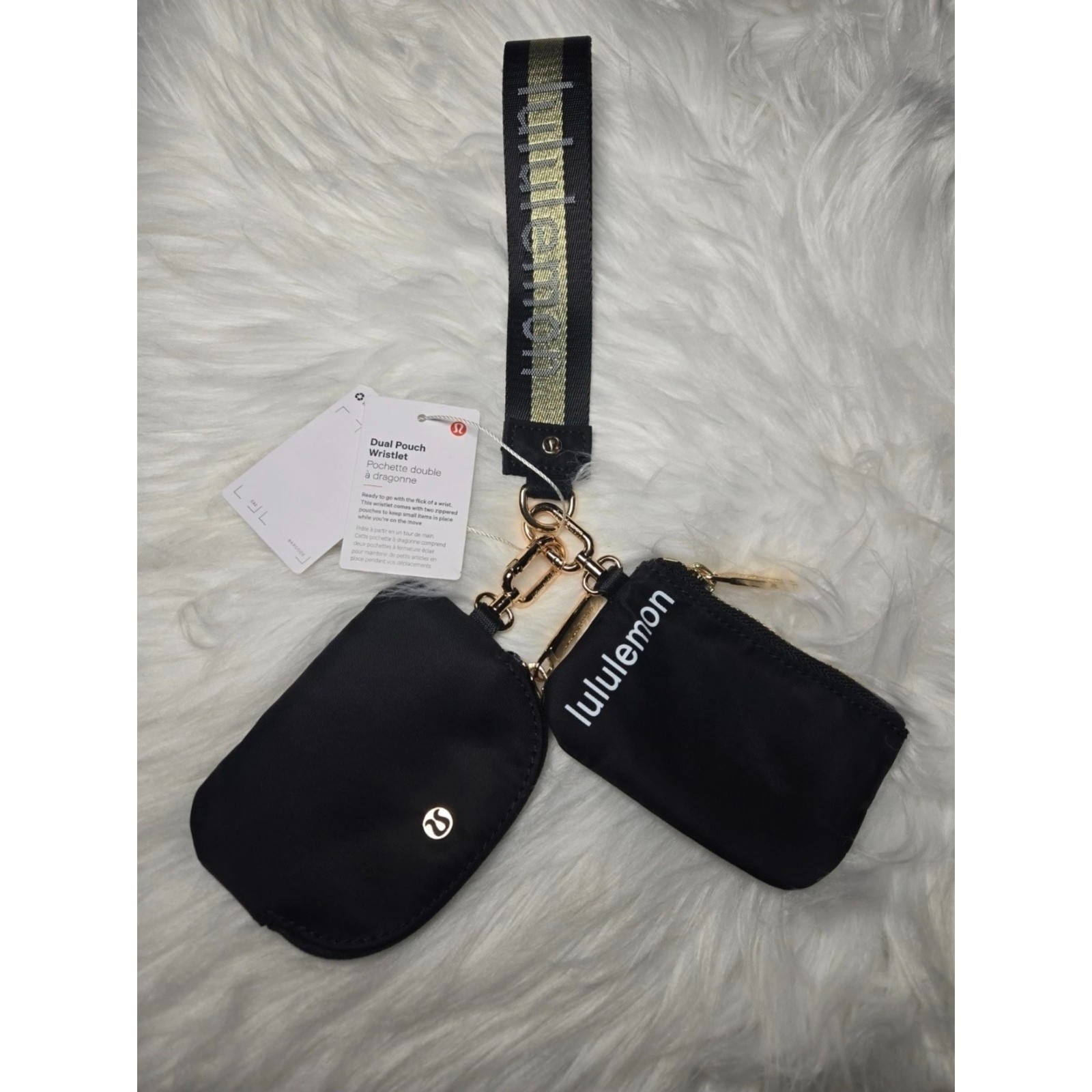 Lululemon Dual Pouch Wristlet Wallet Accessory Keychain Bag Black PRICE IS FIRM