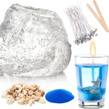 2 Lb Gel Wax for Candle Making DIY Sets, Clear Jelly Wax Melts with Seashells...