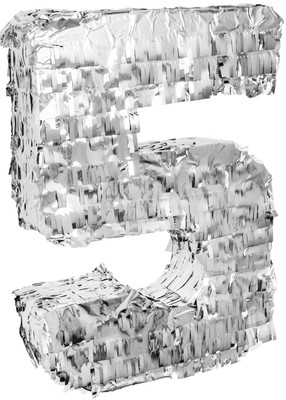 Goodtimes Pinata Zahl 5 in Silber 40cm zu Geburtstag Hochzeit Party
