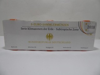 5 Euro Collector Coins 2018 ADFGJ "Subtropical Zone" Proof in Plexigl. WY7425