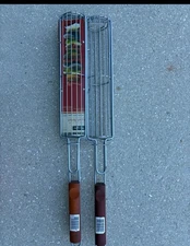 Charcoal Companion Kabob Basket Set of 2 – Grill Basket with Wooden Handle – New