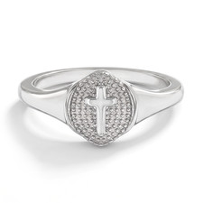 925 Sterling Silver Size 2-5 Little Signet Cross Ring Band for Toddlers to Girls