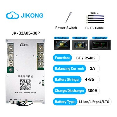 JK BMS B2A8S30P 4-8S 300A  Li-ion Lifepo4 Battery w/2A Active Balance LCD Lot