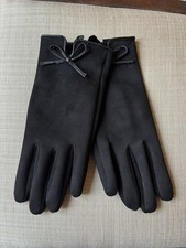 Ladies Totes isotopes Suede Feel Black Gloves With Leather Trim. Size Small