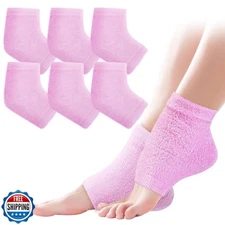 TEAWOO 3 Pairs Fuzzy Moisturizing Heel Socks for Dry Cracked Feet Women, Crac