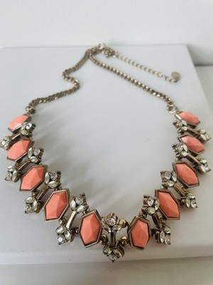 Geliebte Halskette Statement Pfirsich Vintage Stil Diamanté Modeschmuck UK