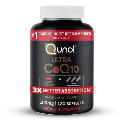 Qunol CoQ10 100mg Softgels, Ultra CoQ10 100mg, 3x Better Absorption, Antioxi...