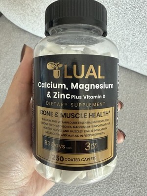 LUAL Calcium Magnesium Zinc Vitamin D 250 Caplets Bone Muscle Health