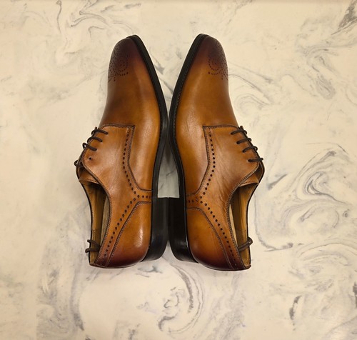 New! Magnanni 'Knight' Brogue Dress Shoes Brown Mens Size 9.5 US MSRP $395 - Picture 6 of 11
