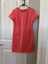 Tommy Hilfiger Dress Women Sz 10 Pink Faux Pocket Short Sleeve Shift Dress (CC14
