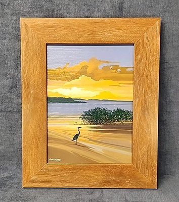 #ad John Ketley ‘Egret on Water at Sunset’ Florida Keys Acrylic B Painting s 3K $350.00