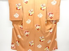 7752339: JAPANESE KIMONO / ANTIQUE KIMONO / SILK / KINSHA / FLOWER CLASSICAL PAT