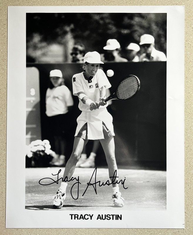 Autographed Tracy Austin Signed 8x10 picture tennis champion HOF B&W 