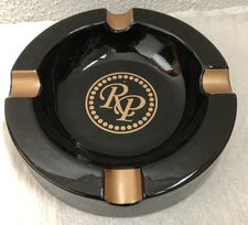 Rocky Patel Ceramic Cigar Ashtray Round - Black & Gold Tone