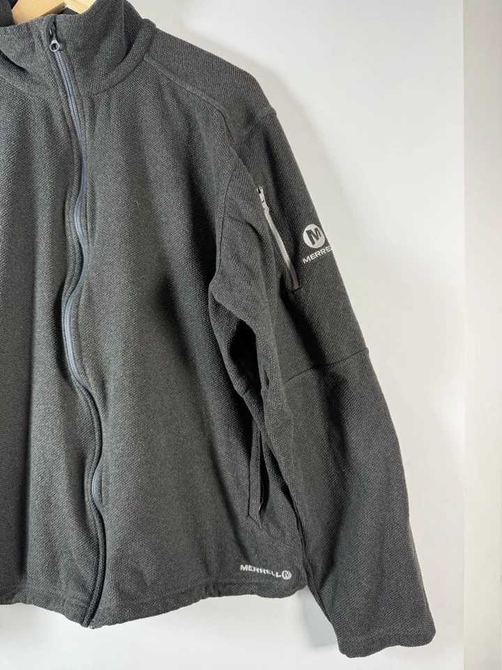 Merrell Full Zip Jacket Mens Large Black Gray Fleece Lined Outdoor Performance - Image 2 of 4