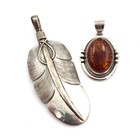 Southwest Signed Sterling Turquoise Red Coral Amber Pendants Lot of 6 #S5593-5 — photo 4