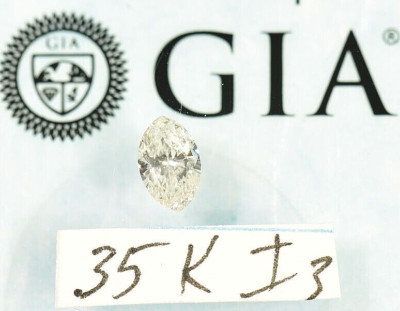 GIA Certified .35 ct. Natural Loose Diamond K  I3 Marquise Brilliant