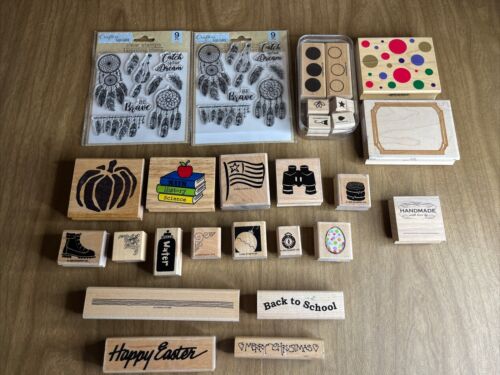 Rubber Stamps Lot of 43 Mixed Stampin Up Anna Griffin Crafters Square - Picture 1 of 9