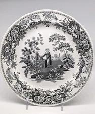 Spode Archive Collection Georgian Series Black Dinner Plate - Girl At Well 