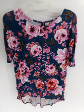 Agnes  Dora Blue Floral Dolman Tunic Women's Small Soft Cozy Top NWT