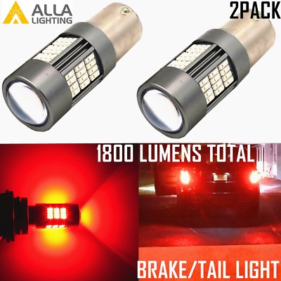 Alla Lighting 2x 1157 BAY15D 54-LED Brake Stop Tail Light Bulb Lamp, Vivid Red