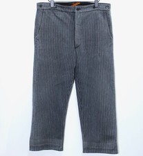 French 50s Grey Striped Cotton Pique Work Chore Pants VIGENNA W38 Made in France