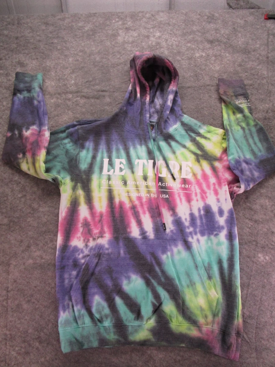 Le Tigre Hoodie Mens Medium Tie Dye Sweatshirt Logo soft
