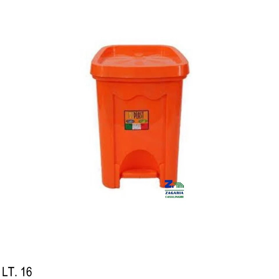 DUPLAST PATTUMIERA A PEDALE MARGHERITA LT. 16 COLORE ARANCIONE CON SECCHIO ESTRAIBILE.