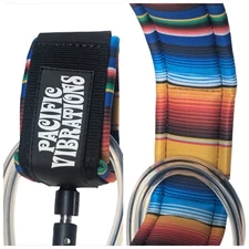 8' Pacific Vibrations Surfboard Ankle 7mm leash 8ft Black/Clear double swivel  